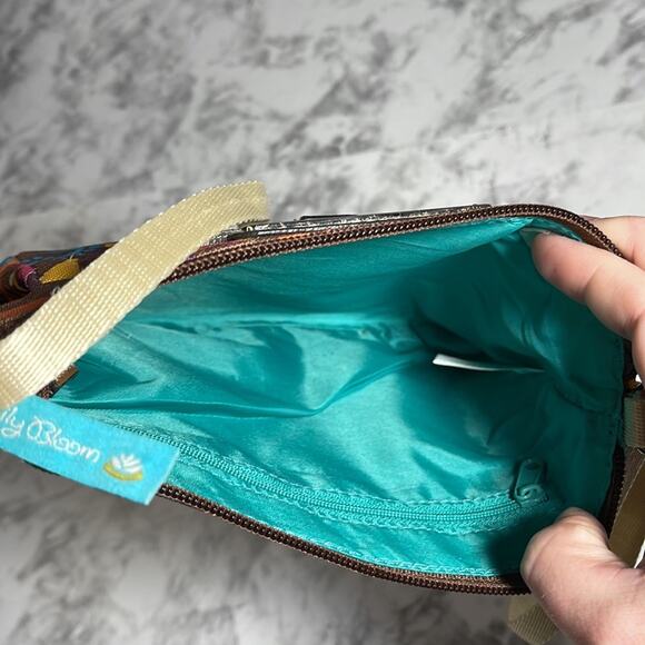 Lily Bloom Brown Crossbody Bag and Woodland Creature and Floral Print - Picture 5 of 13